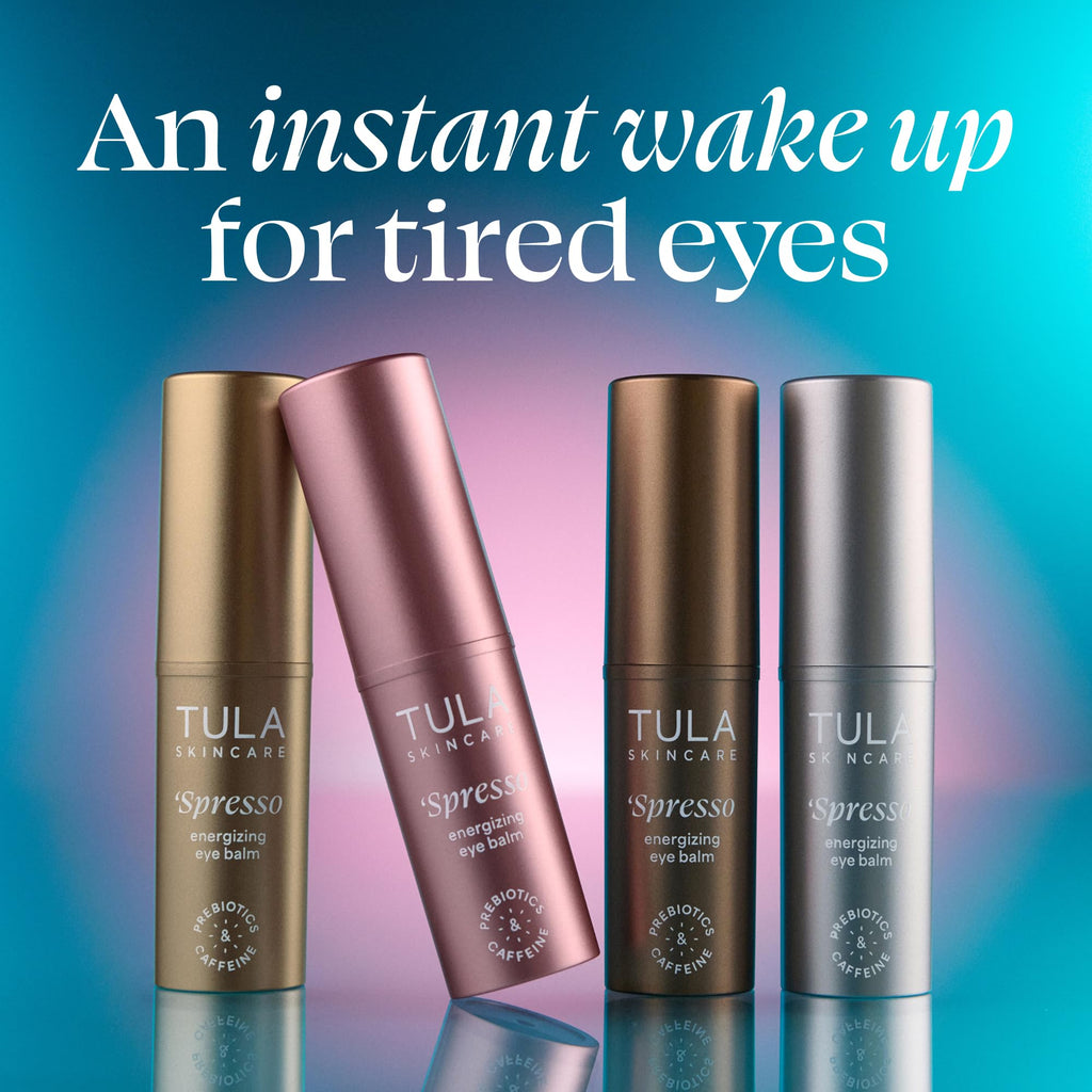 TULA Skin Care Spresso Energizing Eye Balm - Energizing & Hydrating Caffeine Under Eye Treatment for Dark Circles, Portable and Perfect to Use On-the-go, 0.35 oz.